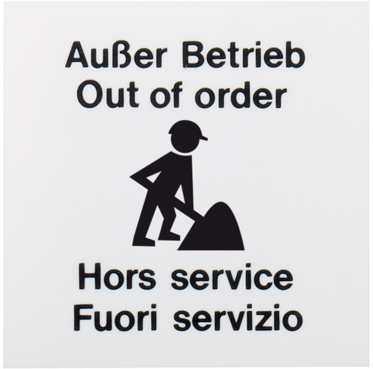 Kunststoffschild "Außer Betrieb" 80x80mm f. große MCP's 7047XX,7048XX,70490X